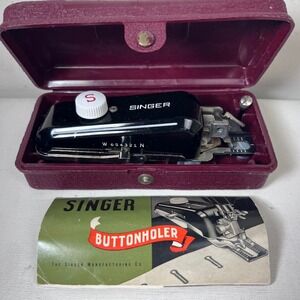 Singer Buttonholer Attachment W654321N Vintage Sewing Machine Part with Case